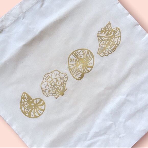 NWT Wool + Pepper Co. Golden Sea Shells Eco-Friendly Reusable Tote Bag - Picture 3 of 3